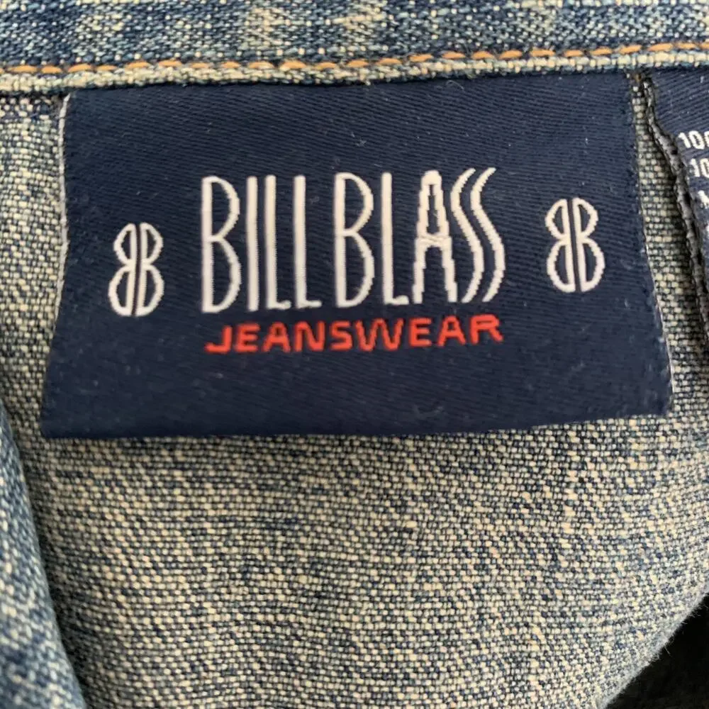 Vintage 90s Jean Jacket Bill Blass Womens Size Medium 100% Cotton Denim Trucker